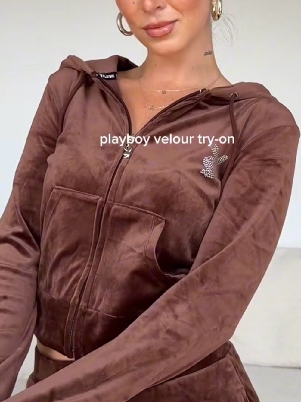 🆕 NWT 🐰 Playboy Velour Hoodie Rhinestone Logo | Y2K McBling Juicy Couture Vibes